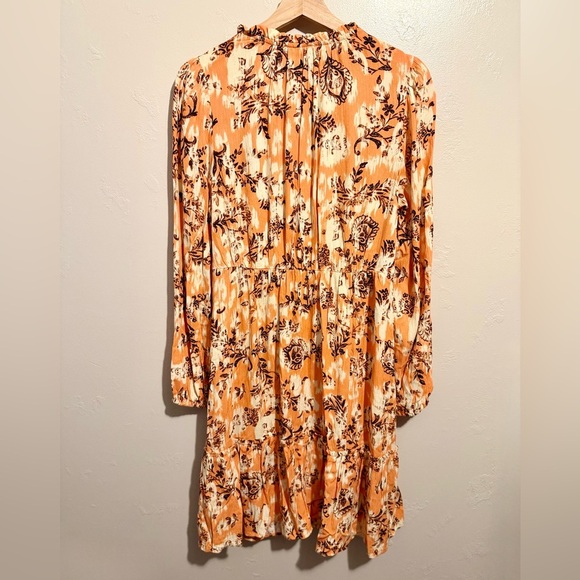 Frye Cadmium Orange Combo Tiered Front Button Dress Western Floral Cowgirl Small - Picture 13 of 16